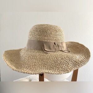 FLORABELLA Marcella Crochet Raffia Hat with Ribbon Trim